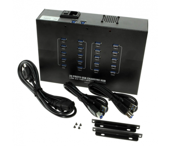 20 ports USB-A USB 3.0 12W laad & sync hub