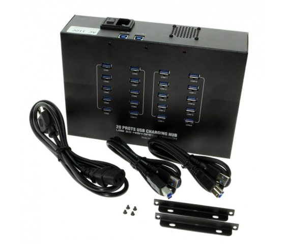 20 porte USB-A USB 3.0 USB 3.0 12W opladnings- og synkroniseringshub