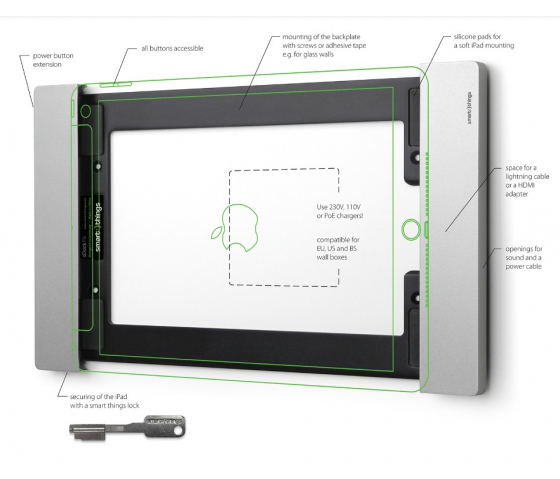 iPad wandhouder sDock Fix Air - zwart