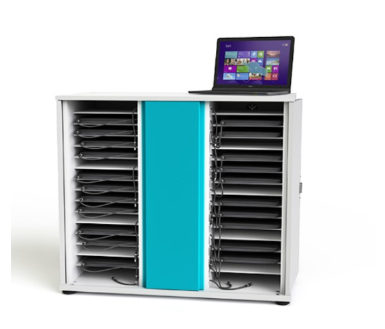 USB-C oplaadkast voor 32 laptops met voorgemonteerde USB-C kabels - Zioxi CHRGCUC-LS-32-K# - sleutelslot