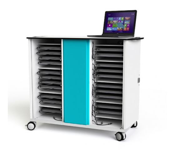USB-C laptop cart with cables Zioxi CHRGTUC-LS-32# for 32 laptops up to 16 inches - key lock