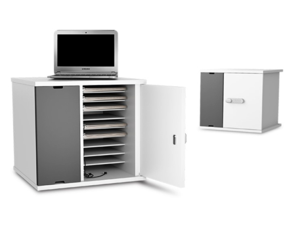 Zioxi Chromebook charging cabinet with cables - for 10 laptops & large tablets up to 14 inches - Charging via USB-C - RFID lock