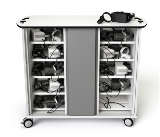 VR headset charging cart for 40 VR headsets & controllers - digital code lock