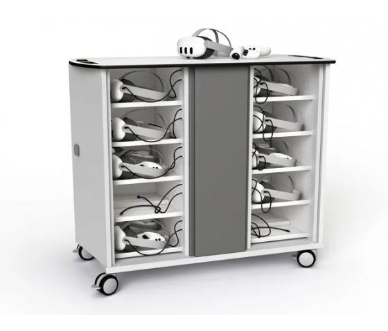 VR headset charging cart for 40 VR headsets & controllers - key lock