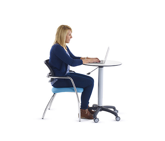 Height adjustable sit/stand teacher's table