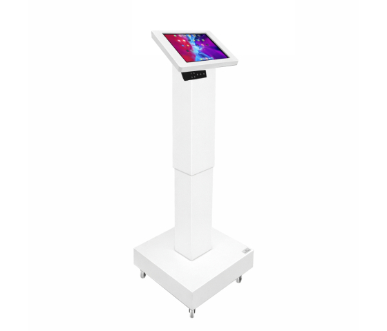 Electronically height adjustable tablet floor stand Suegiu Securo M for 9-11 inch tablets - white