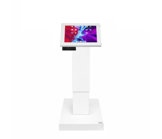 Electronically height adjustable tablet floor stand Suegiu Securo M for 9-11 inch tablets - white