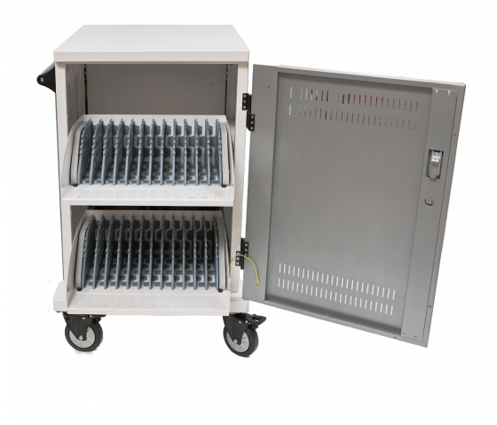 P-Tec T24V charging trolley for 24 tablets or laptops - charging via power sockets