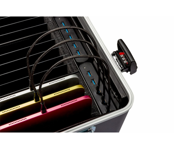 Walizka z przegrodami na tablety MicroCase TC15 na 15 tabletów o przekątnej do 11 cali – w zestawie kable USB-C