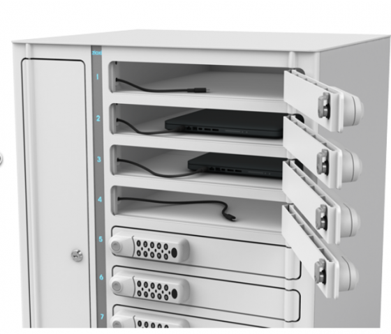 Taquillas de carga para 10 Chromebooks de hasta 14 pulgadas - Zioxi VCB1-10S-UAC-K - Cierre con llave - USB-C PD & USB-A