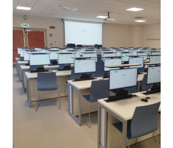 Computer table P1 with 3 electric pop-up monitor housings - 240 (W) x 70 (D) cm
