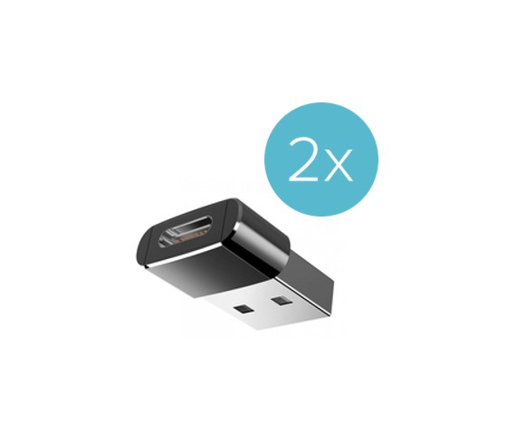 usb a naar usb c adapter - USB C naar USB A converter - USB A to USB C HUB - zwart - USB type A - USB type C - 2 stuks