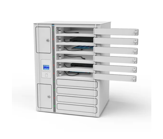Zioxi Volt charging locker for 10 tablets & laptops up to 14 inches – USB-C 60W or power plugs