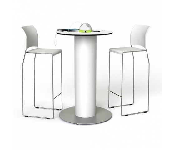65 cm round extra-high corded charging table with 2 230V & 2 USB sockets