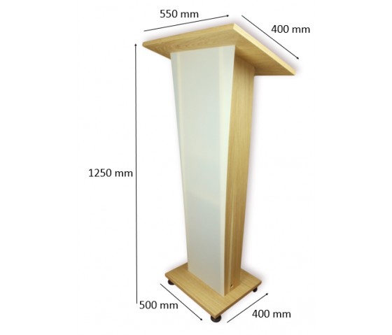 Wooden lectern with satinised front panel Pollux - oak colour