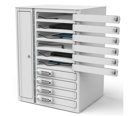 Taquillas de carga Zioxi VCB1-10S-UAC-CP para 10 Chromebooks de hasta 14 pulgadas - Cerradura de combinación - USB-C