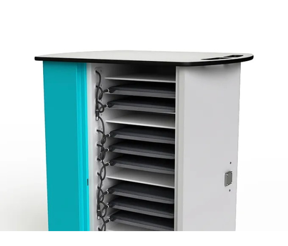 USB-C laptop cart with cables Zioxi CHRGTUC-LS-32-R# for 32 Laptops up to 16 inches - RFID lock