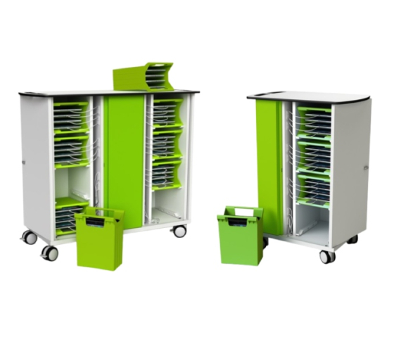 iPad charging cart with carry baskets and USB-C to LAN - 16 or 32 tablets to 11 inch