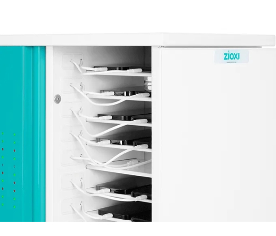 Zioxi charging cabinet for 80 smartphones including USB-C cables - wall mounted - RFID lock