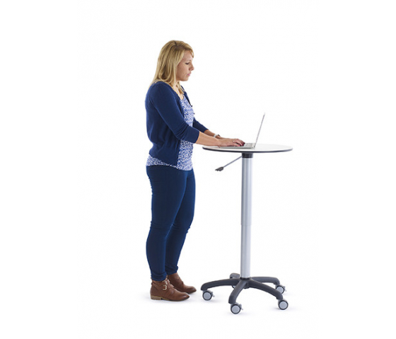 Height adjustable sit/stand teacher's table