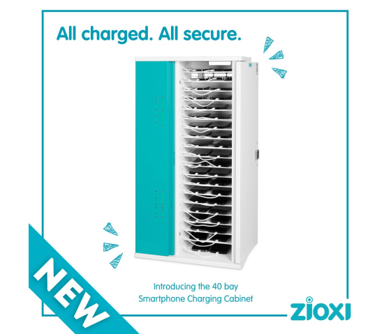 Zioxi wall-mounted charging cabinet for 40 smartphones including USB-C cables - wall mount - RFID Slot