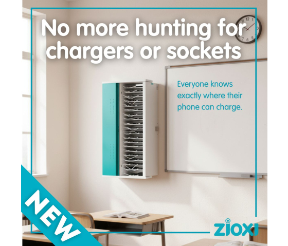 Zioxi charging cabinet for 80 smartphones including USB-C cables - wall mounted - RFID lock