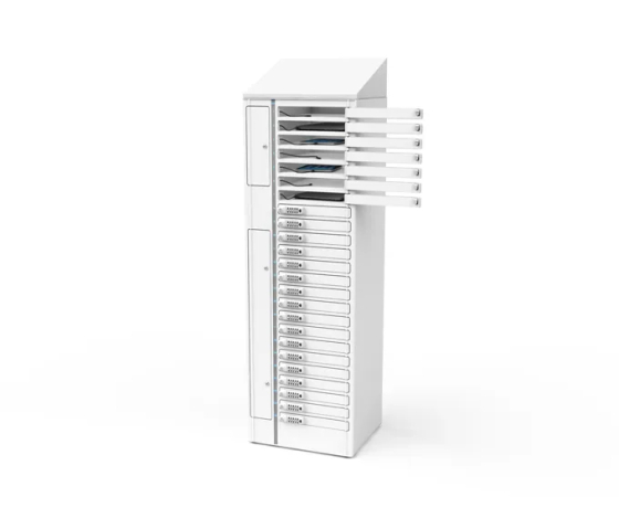 Laddningsskåp Zioxi VLS1-24S-M-C-G för 24 enheter upp till 17 tum - digitalt kodlås - uttagsblock