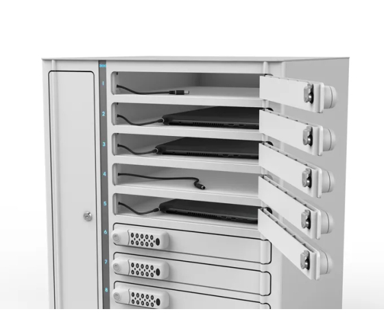 Laddningsskåp Zioxi VLS1-24S-M-C-G för 24 enheter upp till 17 tum - digitalt kodlås - uttagsblock
