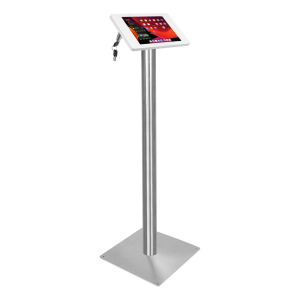 Tablet floor stand Fino S for tablets between 7 and 8 inch - white/ stainless steel