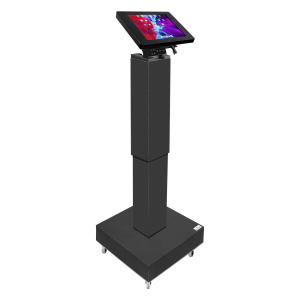 Electronically height adjustable tablet floor stand Suegiu Securo L for 12-13 inch tablets - black