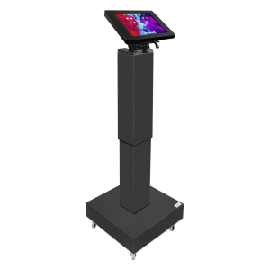 Soporte de suelo Suegiu Securo S para tablets de 7-8 pulgadas con altura regulable electrónicamente - negro