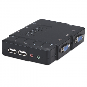 4-poorts compacte KVM-switch met audio- en microfoonfunctionaliteit