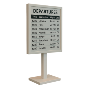 Floor stand with integrated 32-inch E-ink screen - white