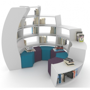 BookHive Spiral bookcase and reading corner - clockwise