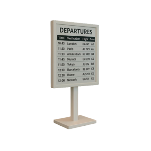 Desk stand with integrated 25-inch E-ink display - white