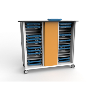 USB-C charging cart for 32 tablets in thick protective covers - Zioxi CHRGTUC-KC-32-C - digital code lock
