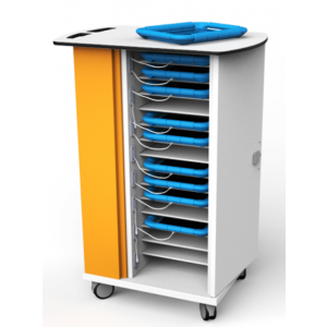 Lockable mobile charging cabinet CHRGT-GC-15-K for 15 iPads in large protective covers - key lock