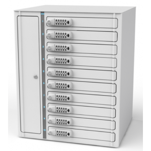 Taquillas de carga Zioxi Volt Bay VLS1-10S-M-K para 10 Chromebooks o portátiles de hasta 17 pulgadas - Cerradura con llave - Enchufe
