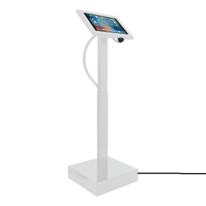 Electronically height adjustable tablet floor stand Ascento Securo L for 12-13 inch tablets - white