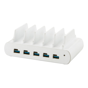 5 port Dual Charge USB-A/USB-C 150W ladestation - hvid