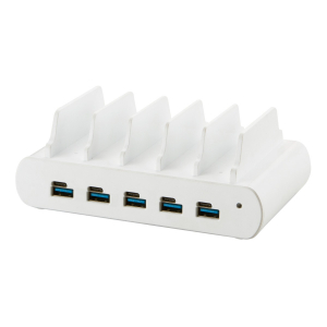 5 portar Dual Charge USB-A/USB-C 150W laddningsstation - vit