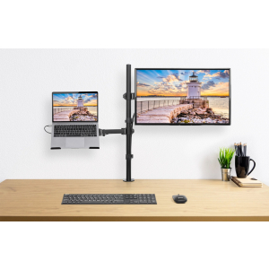 Bordsstativ med laptopstativ och monitorarm för 1 skärm - 13 till 32 tum