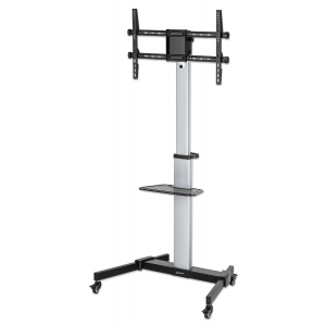 Aluminum height adjustable multimedia TV cart - 37 to 86 inches