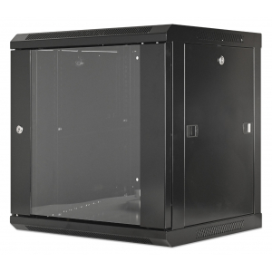 19 inch wandkast MHT146 met glazen deur - 9U hoogte - 450 mm diep - zwart
