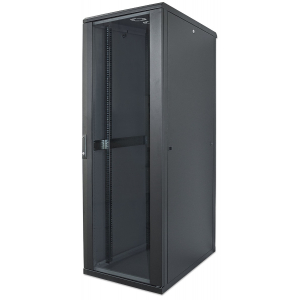 19 inch netwerkkast MHT185 met glazen deur - 32U - 800 mm breed - 800 (D) x 800 (W) x 1588 (H) - flatpack - zwart
