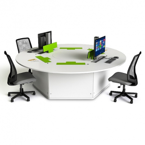 P1 Electronic pop-up round Computer Table 6-seater