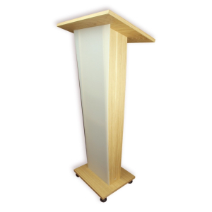 Wooden lectern with satinised front panel Pollux - oak colour