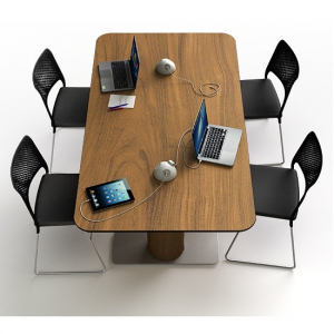 Rectangular wired charging table with 4 230V & 4 USB sockets
