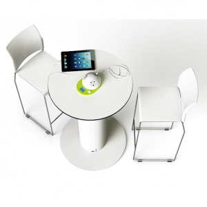 65 cm round extra-high wireless charging table with 2 230V & 2 USB sockets - 100 Ah battery capacity