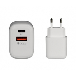 20w nätadapter med USB-A- och USB-C-kontakter